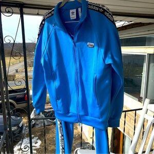 Adidas Mens Blue Pockets Windbreaker 2-Piece Track Suit Sz(see description)